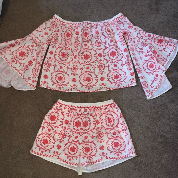 Two piece redish & white. Worn once!! - Picture 1 of 1